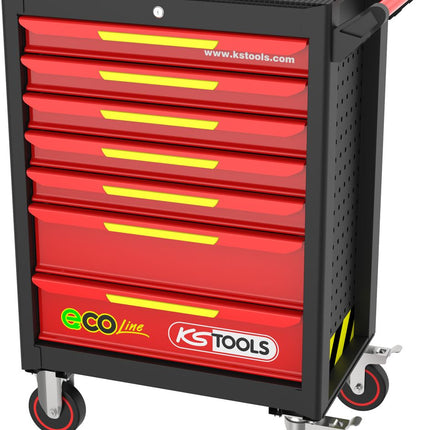 KS TOOLS Chariot d’atelier ECOline NOIR/ROUGE/JAUNE doté de 7 tiroirs ( 897.1007 )