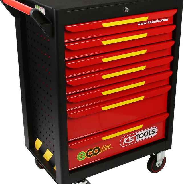 KS TOOLS Chariot d’atelier ECOline NOIR/ROUGE/JAUNE doté de 7 tiroirs ( 897.1007 )