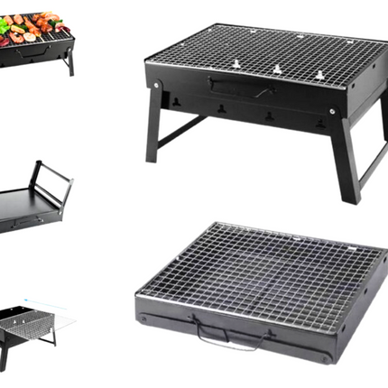 Toolbrothers Outdoor portable grill au charbon de bois pour le camping montage sans outils 43 x 29 x 23 cm noir chrome revetu Smoker BBQ Pit Grill