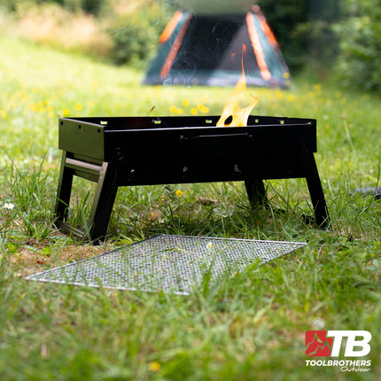 Toolbrothers Outdoor portable grill au charbon de bois pour le camping montage sans outils 43 x 29 x 23 cm noir chrome revetu Smoker BBQ Pit Grill