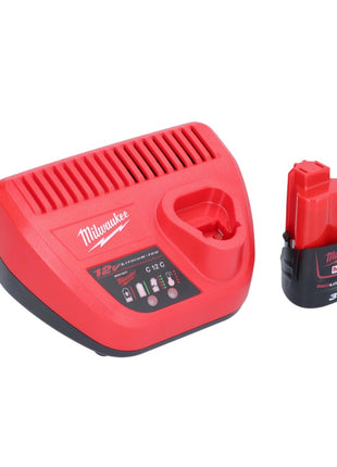 Clé à chocs angulaire sur batterie Milwaukee M12 FRAIWF38-301 12 V 3/4" 270 Nm sans balai + 1x batterie 3,0 Ah + chargeur