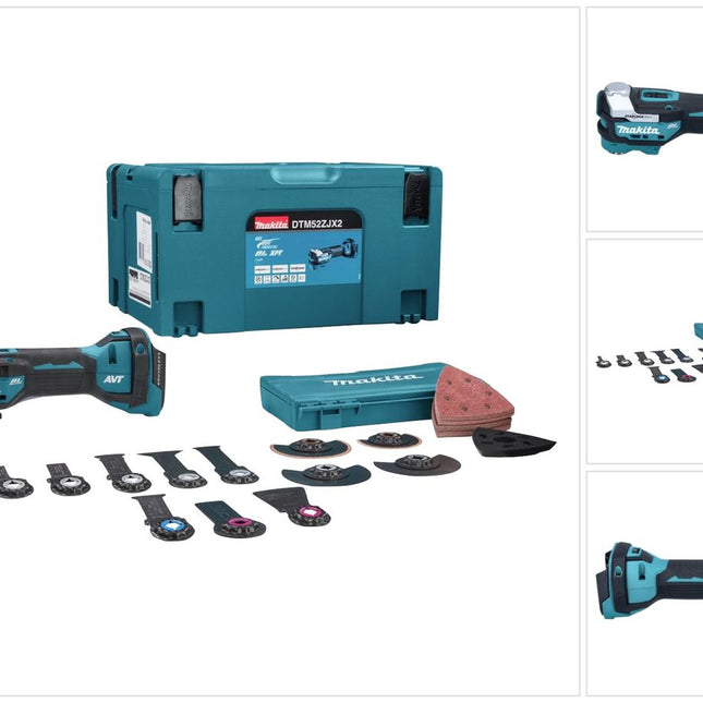 Makita DTM52ZJX2 Outil multifonctions sans fil Starlock Max Brushless 18V + Coffret Makpac + Set d'accessories, 43 pcs. - sans batterie, sans chargeur