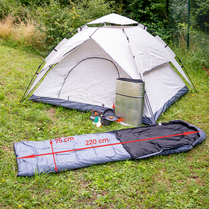 Toolbrothers Outdoor Camping-Set Tente pour 2-4 personnes Tente hydraulique avec matelas isolant & équipement de camping 14 pcs.