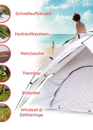 Toolbrothers Outdoor Camping-Set Tente pour 2-4 personnes Tente hydraulique avec matelas isolant & équipement de camping 14 pcs.