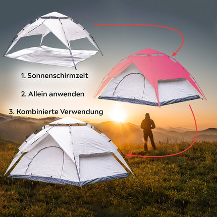 Toolbrothers Outdoor Camping-Set Tente pour 2-4 personnes Tente hydraulique avec matelas isolant & équipement de camping 14 pcs.