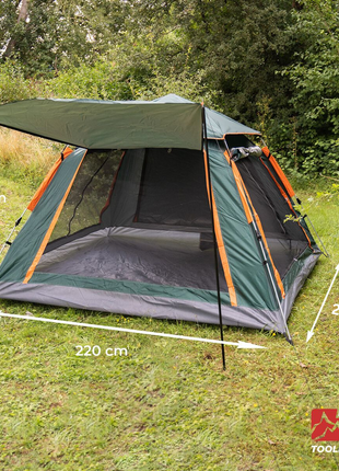 Toolbrothers Outdoort Camping-Set Zelt for 2-4 Personen Hydraulikzelt Pop-Up zelt + Campingausrstung 12 tlg