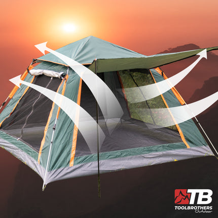 Toolbrothers Outdoort Camping-Set Zelt for 2-4 Personen Hydraulikzelt Pop-Up zelt + Campingausrstung 12 tlg