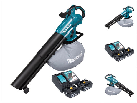 Makita DUB 187 RF2 Akku Laubbläser und Laubsauger 18 V Brushless + 2x Akku 3,0 Ah + Ladegerät