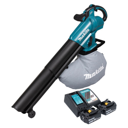Makita DUB 187 RF2 Souffleur et aspirateur de feuilles sans fil 18 V Brushless + 2x batterie 3,0 Ah + chargeur