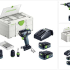 Festool TXS 12 2,5-Set Perceuse-visseuse sans fil 12 V 30 Nm Brushless ( 576874 ) + 2x batterie 2,5 Ah + chargeur + kit d'embouts + Systainer