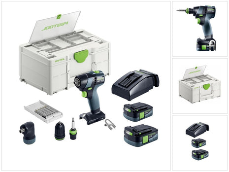 Festool TXS 12 2,5-Set Perceuse-visseuse sans fil 12 V 30 Nm Brushless ( 576874 ) + 2x batterie 2,5 Ah + chargeur + kit d'embouts + Systainer