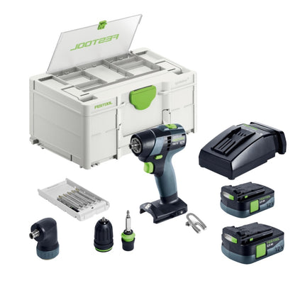 Festool TXS 12 2,5-Set Perceuse-visseuse sans fil 12 V 30 Nm Brushless ( 576874 ) + 2x batterie 2,5 Ah + chargeur + kit d'embouts + Systainer