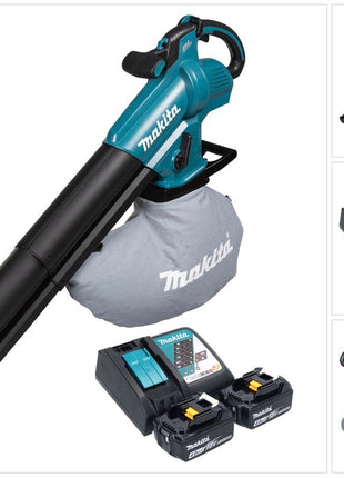 Makita DUB 187 RM2 Souffleur et aspirateur de feuilles sans fil 18 V Brushless + 2x batterie 4,0 Ah + chargeur