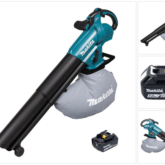 Makita DUB 187 T Souffleur et aspirateur de feuilles sans fil 18 V Brushless + 1x batterie 5,0 Ah - sans chargeur