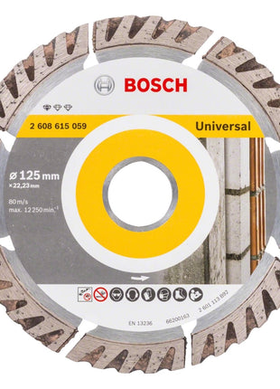 Bosch Standard for Universal Disques à tronçonner diamantés 125 x 22,23 mm 2 pces ( 2x 2608615059 ) pour béton, acier-béton, brique, calcaire et sable-pierre