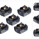 Makita kit batterie 5x BL 1830 B 18 V 3,0 Ah / 3000 mAh Li-Ion ( 5x 197599-5 ) avec affichage LED - original, pas de copie