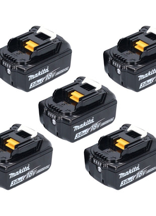 Makita kit batterie 5x BL 1830 B 18 V 3,0 Ah / 3000 mAh Li-Ion ( 5x 197599-5 ) avec affichage LED - original, pas de copie