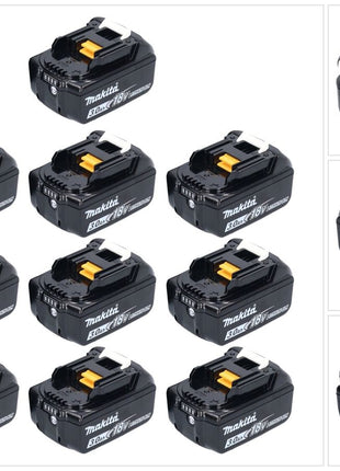 Makita Batterie Set 10x BL 1830 B 18 V 3,0 Ah / 3000 mAh Li-Ion ( 10x 197599-5 ) avec affichage LED - original, pas de copie