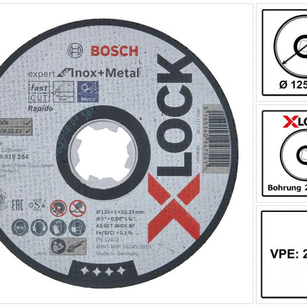 Bosch Expert for Inox & Metal Disque à tronçonner X-LOCK 125 x 22,23 mm 25 pces ( 25x 2608619264 )