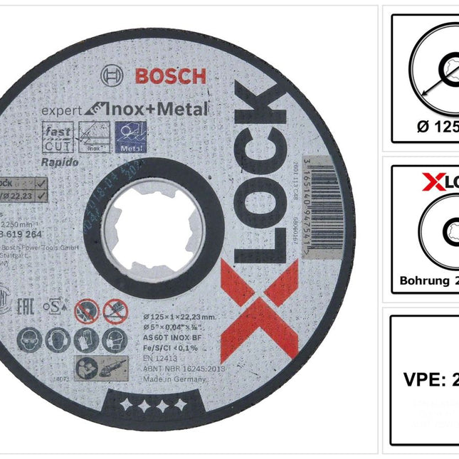 Bosch Expert for Inox & Metal Disque à tronçonner X-LOCK 125 x 22,23 mm 25 pces ( 25x 2608619264 )