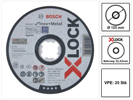 Bosch Expert for Inox &amp; Metal disco de corte X-LOCK 125 x 22,23 mm 25 piezas (25x 2608619264)