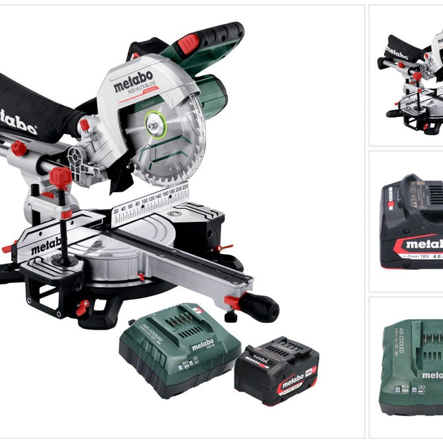 Metabo KGS 18 LTX BL 216 Scie a onglet radiale sans fil 18 V 216 mm Brushless ( 614216920 ) + 1x batterie 4,0 Ah + kit chargeur