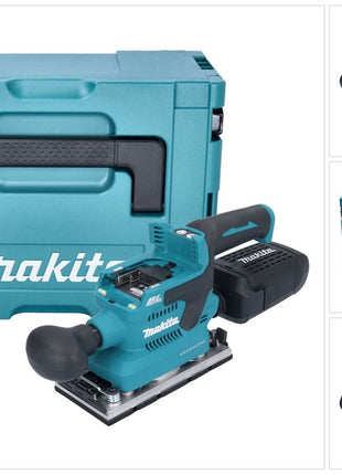 Makita DBO 382 ZJ Ponceuse vibrante sans fil 18 V 93 x 185 mm Brushless + Makpac - sans batterie, sans chargeur