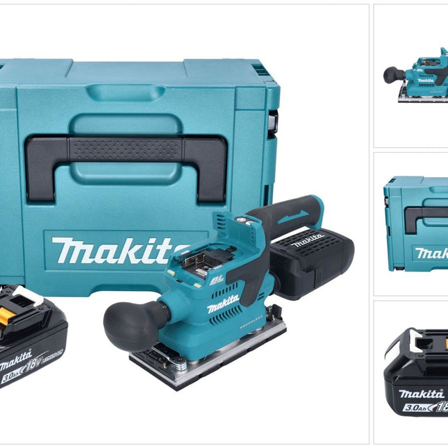 Makita DBO 382 F1J Ponceuse vibrante sans fil 18 V 93 x 185 mm Brushless + 1x batterie 3,0 Ah + Makpac - sans chargeur