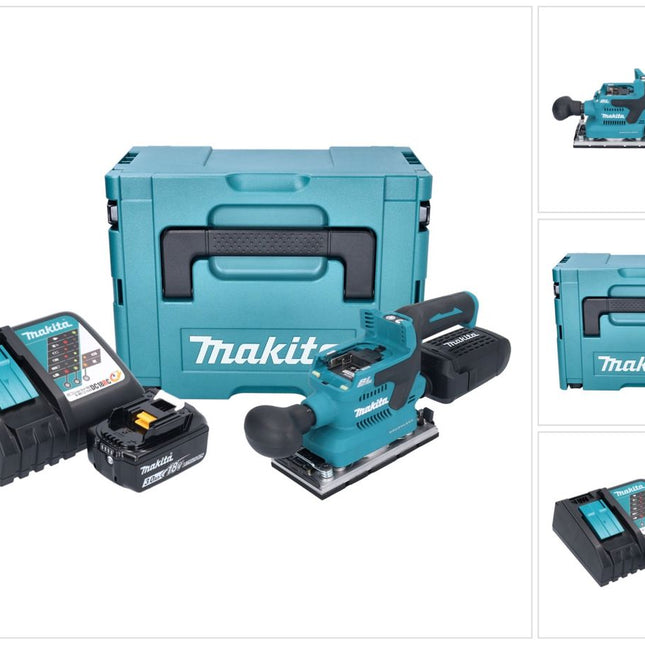 Makita DBO 382 RF1J Ponceuse vibrante sans fil 18 V 93 x 185 mm Brushless + 1x batterie 3,0 Ah + chargeur + Makpac