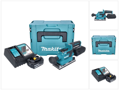 Makita DBO 382 RM1J Ponceuse vibrante sans fil 18 V 93 x 185 mm Brushless + 1x batterie 4,0 Ah + chargeur + Makpac