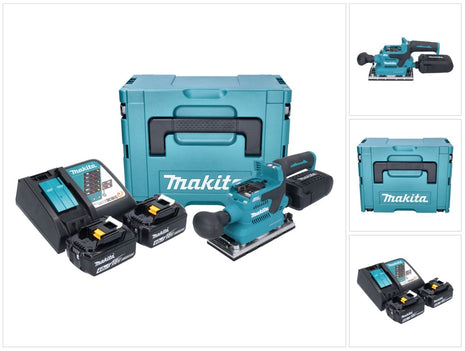 Makita DBO 382 RMJ Ponceuse vibrante sans fil 18 V 93 x 185 mm Brushless + 2x batterie 4,0 Ah + chargeur + Makpac