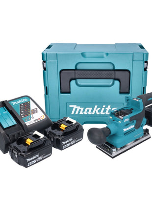 Makita DBO 382 RMJ akumulatorowa szlifierka oscylacyjna 18 V 93 x 185 mm bezszczotkowa + 2x akumulator 4,0 Ah + ładowarka + Makpac