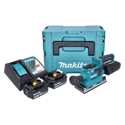 Makita DBO 382 RMJ Ponceuse vibrante sans fil 18 V 93 x 185 mm Brushless + 2x batterie 4,0 Ah + chargeur + Makpac