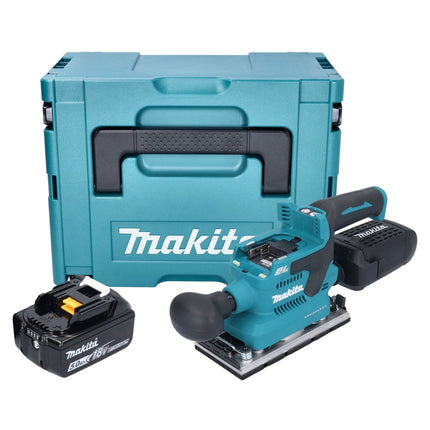 Makita DBO 382 T1J Ponceuse vibrante sans fil 18 V 93 x 185 mm Brushless + 1x batterie 5,0 Ah + Makpac - sans chargeur