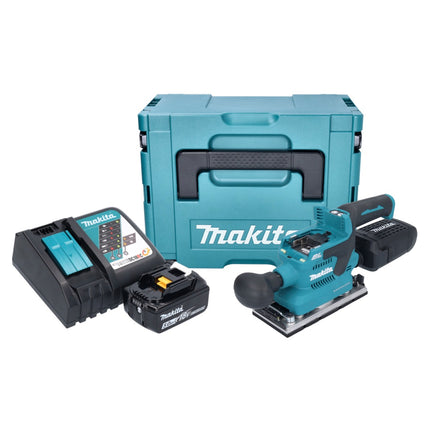 Makita DBO 382 RT1J Ponceuse vibrante sans fil 18 V 93 x 185 mm Brushless + 1x batterie 5,0 Ah + chargeur + Makpac