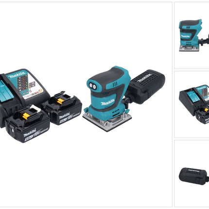 Makita DBO 484 RT Ponceuse vibrante sans fil 18 V 112 x 102 mm + 2x batterie 5,0 Ah + chargeur