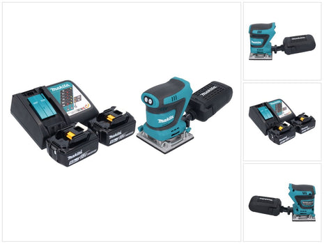 Makita DBO 484 RT Ponceuse vibrante sans fil 18 V 112 x 102 mm + 2x batterie 5,0 Ah + chargeur