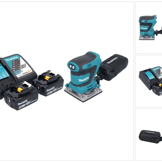 Makita DBO 484 RG Ponceuse vibrante sans fil 18 V 112 x 102 mm + 2x batterie 6,0 Ah + chargeur