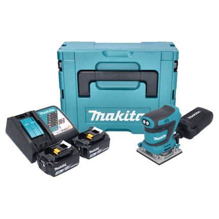 Makita DBO 484 RFJ ponceuse orbitale sans fil 18 V 112 x 102 mm + 2x batterie 3,0 Ah + chargeur + Makpac