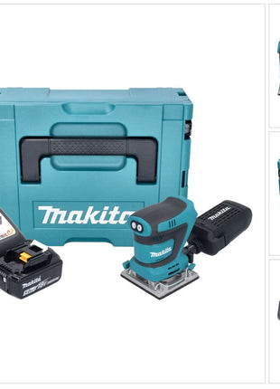 Makita DBO 484 RT1J Akumulatorowa szlifierka oscylacyjna 18 V 112 x 102 mm + 1x akumulator 5,0 Ah + ładowarka + Makpac