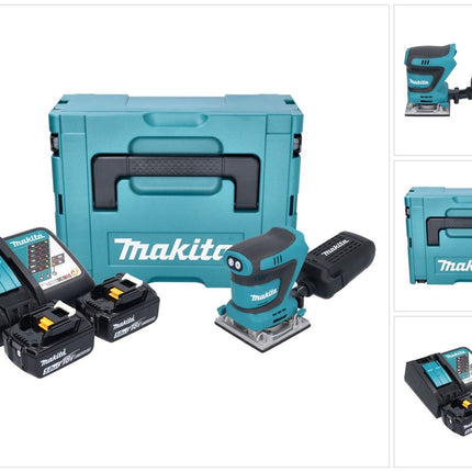 Makita DBO 484 RTJ ponceuse orbitale sans fil 18 V 112 x 102 mm + 2x batterie 5,0 Ah + chargeur + Makpac