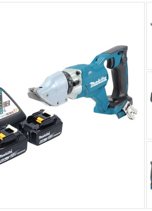 Makita DJS 200 RG Cisaille à tôle sans fil 18 V 2,0 mm Brushless + 2x batterie 6,0 Ah + chargeur