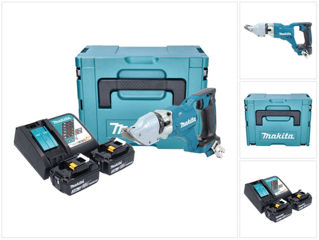 Makita DJS 200 RFJ cisaille à batterie 18 V 2.0 mm sans balais + 2x batterie 3.0 Ah + chargeur + makpac