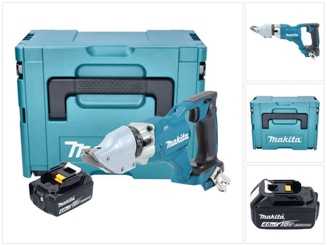 Makita DJS 200 M1J Cisaille à tôle sans fil 18 V 2,0 mm Brushless + 1x batterie 4,0 Ah + Makpac - sans chargeur