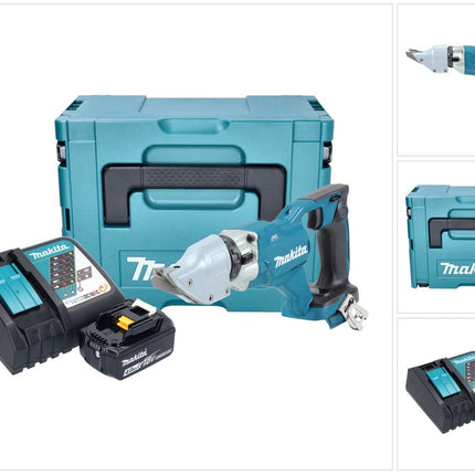 Makita DJS 200 RM1J Cisaille à tôle sans fil 18 V 2,0 mm Brushless + 1x batterie 4,0 Ah + chargeur + Makpac