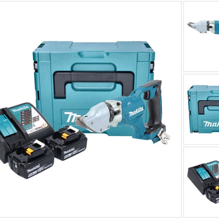 Makita DJS 200 RTJ Cisaille à tôle sans fil 18 V 2,0 mm Brushless + 2x batterie 5,0 Ah + chargeur + Makpac