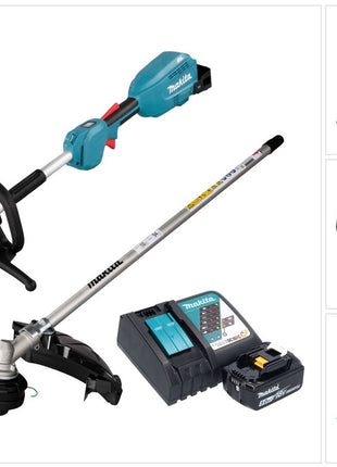 Unidad multifuncional de batería Makita DUX 18 RTX1 18 V sin escobillas + 1x batería 5,0 Ah + cargador