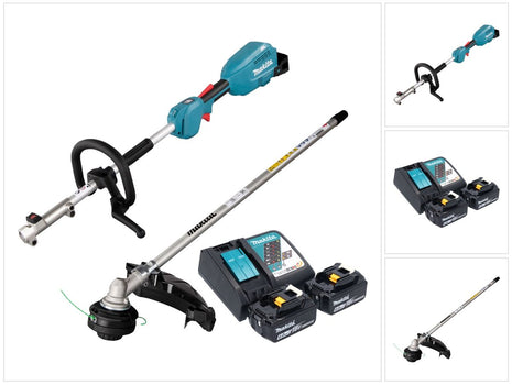 Accionamiento multifuncional a batería Makita DUX 18 RG2X1 18 V sin escobillas + 2x baterías 6,0 Ah + cargador