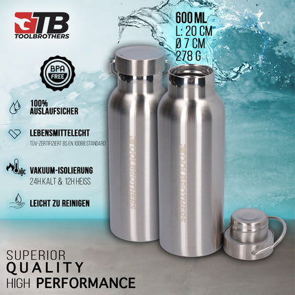 Toolbrothers Fan boîte à déjeuner avec sac de transport étanche inoxydable avec couvercle en bambou 1200 ml + gourde en acier inoxydable 600 ml + 4 en 1 couverts multifonctions