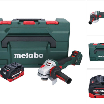 Metabo WVB 18 LTX BL 15-125 Quick Meuleuse d'angle sans fil 18 V 125 mm Brushless + 1x batterie 5,5 Ah + metaBOX - sans chargeur